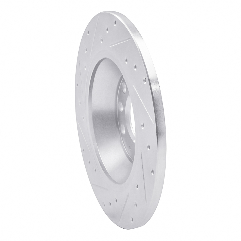 Audi A6 Quattro Brake Rotor (1) - Rear Right - R1 Concepts - Drilled & Slotted - Silver - `05-`11